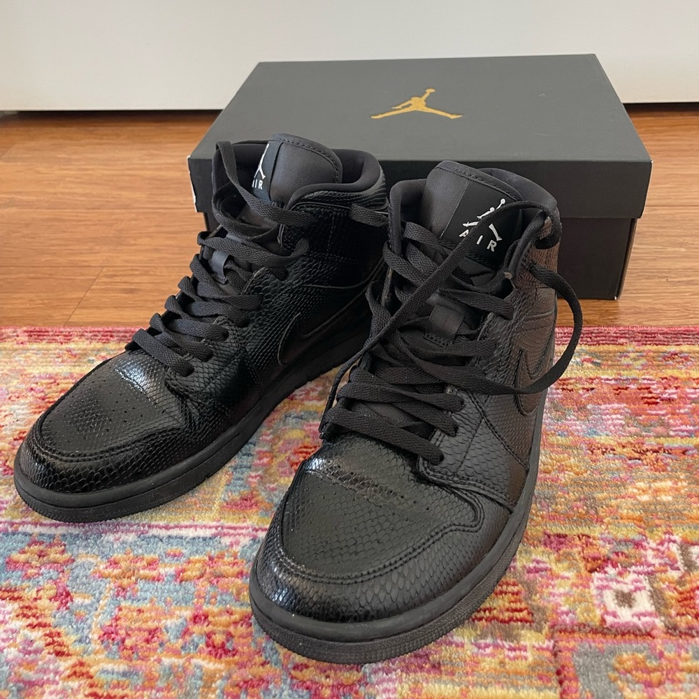 Womens Air Jordan 1 Mid “Black Snakeskin”